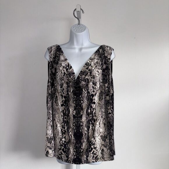 Calvin Klein Womens Reptile Print Sleeveless Tank Top Size 2X NWT Drape Neck - Picture 2 of 11